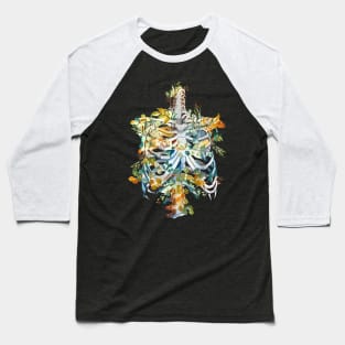 Floral human anatomy,  rib cage with flowers and leaves Baseball T-Shirt